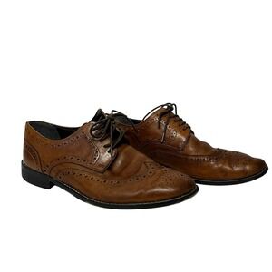 Nunn Bush‎ 101082 Men's Sz 9.5 Brown Leather Wing Tip Oxford Lace Up Shoes